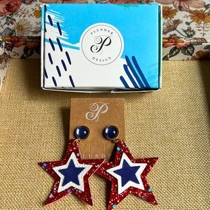 Star earrings red, white & blue
